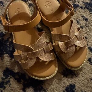 Cat & Jack Glittery Kids Sandals with Tan Straps